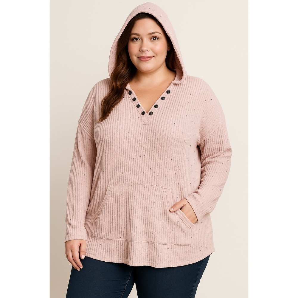 The‎ Sweatshirt Project Women's Sweatshirt Mock Neck  XL Beige kangaroo Pocket